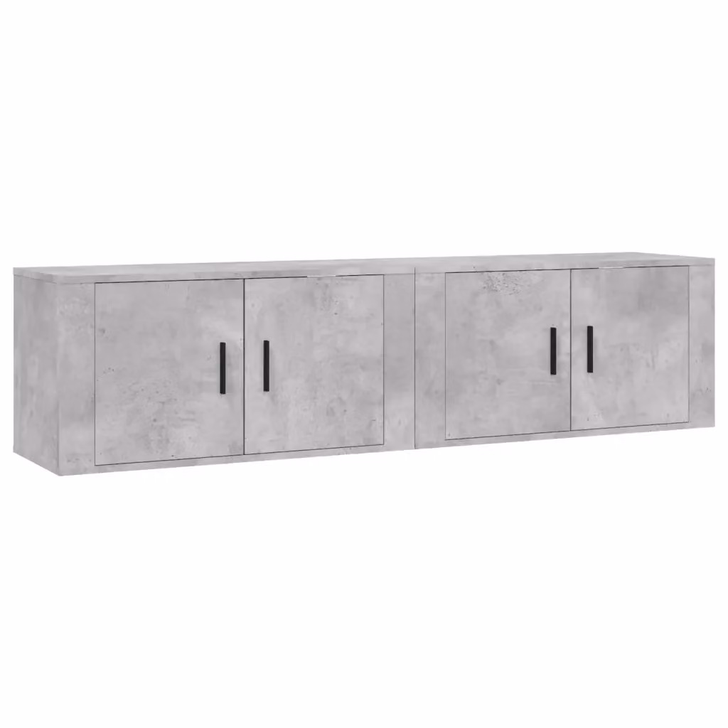 Set di 2 Mobili Porta TV a Parete vidaXL in Grigio Cemento e Legno, L 80 cm, P 34,5 cm, H 40 cm – 2