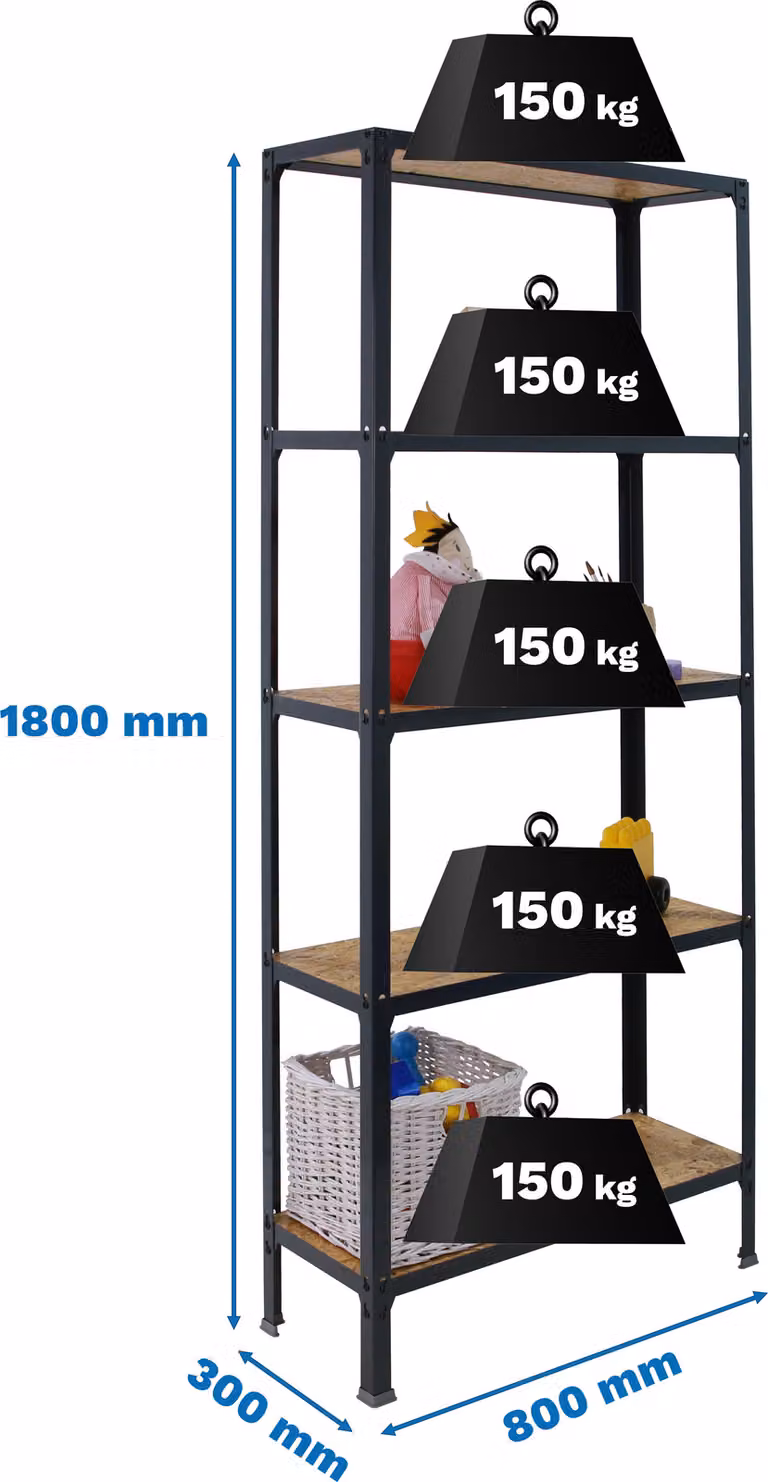 SIMONHOME CLICK WOOD MINI 5/300 ANTRACITE/OSB scaffale in metallo