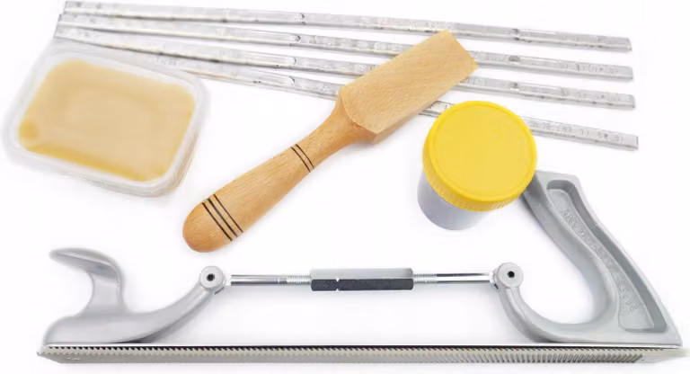 Set per STAGNARE Stagno Pasta Spatola Cera Hebel Raschietto INCLINATO grossolano