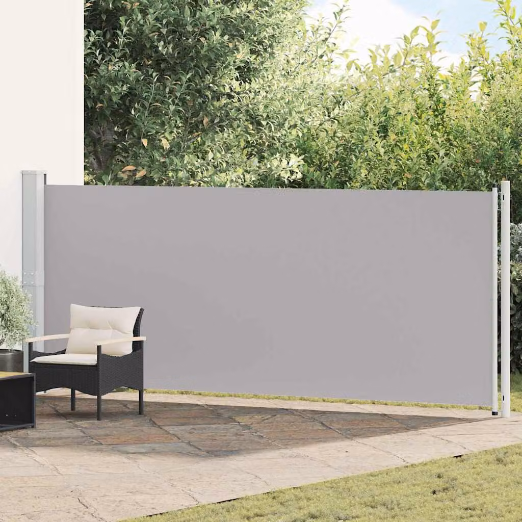 Tenda Laterale Retrattile per Patio vidaXL in Poliestere e Acciaio, Grigia, L: 614 cm, H: 160 cm