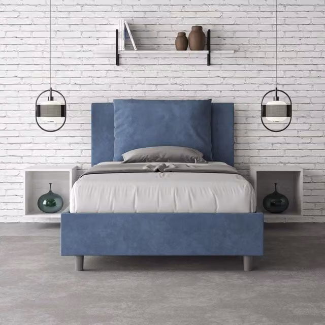 Letto una piazza e mezza Ityhome con rete imbottita in microfibra blu L: 110 cm, P: 200 cm