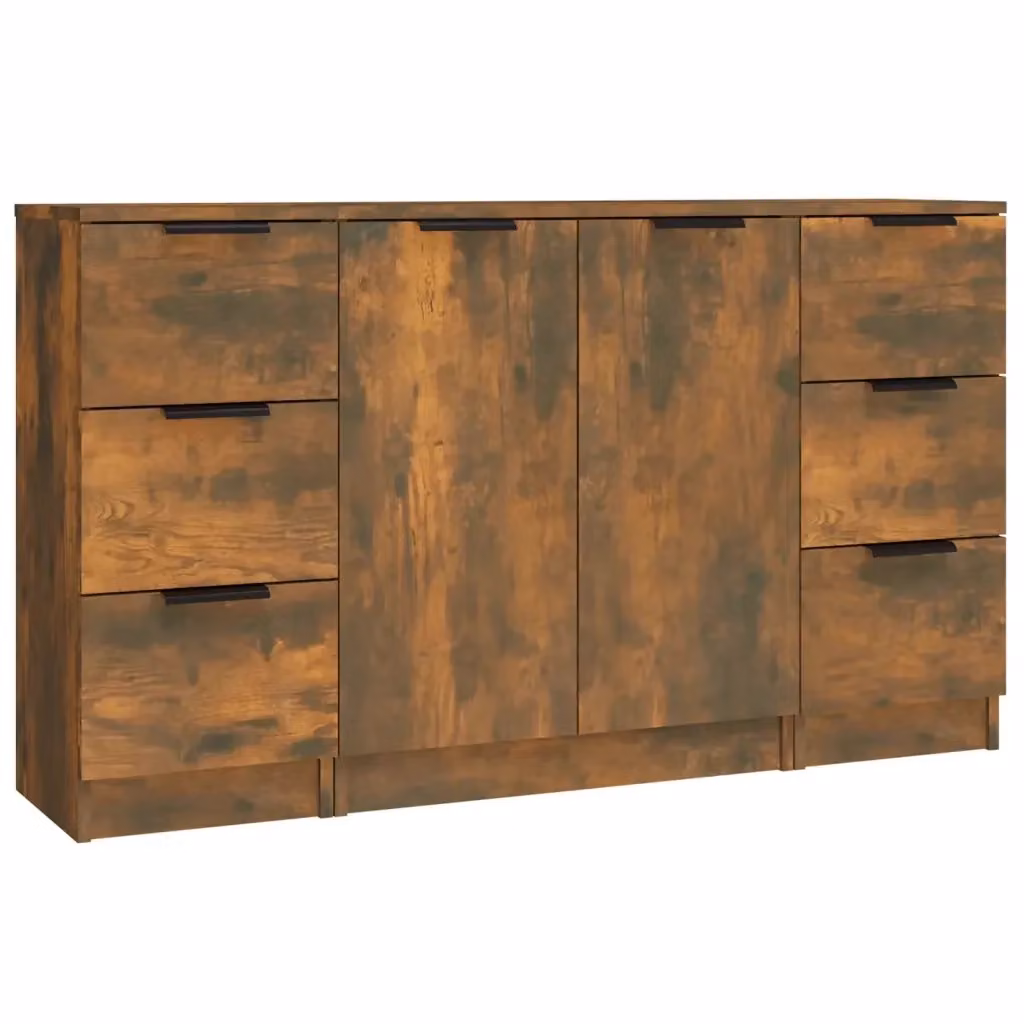 Set di 3 credenze vidaXL in legno multistrato color rovere fumo per la tua sala da pranzo – 2