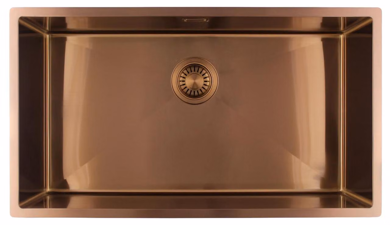 Lavello da cucina 74x40 cm, in rame, da incasso, design piatto, modello PLX7440-62 Pure.Sink