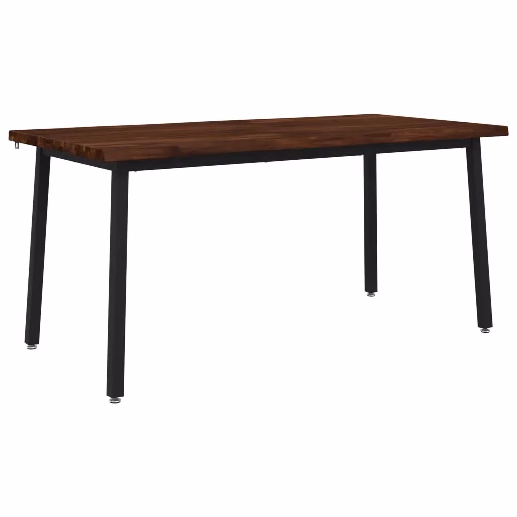 Tavolo da pranzo moderno vidaXL in legno di acacia con bordo vivo, Marrone e Nero, L: 145 cm, P: 80 cm, H: 75 cm – 2