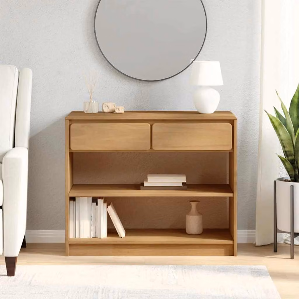 vidaXL Tavolo Consolle SAUDA in Legno Massello di Pino Rovere L: 89,5 cm, P: 36,5 cm, H: 73 cm