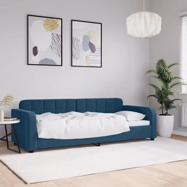 Letto da giorno moderno vidaXL in velluto blu con struttura imbottita