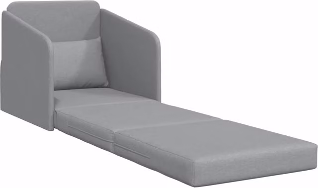 Divano letto singolo moderno in tessuto grigio con funzione letto e coperture rimovibili L/P/H: 65 x 80 x 83 cm