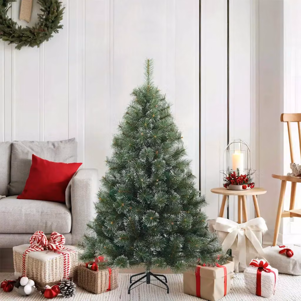 Albero di Natale artificiale snodato vidaXL verde con effetto neve, H: 120 cm, L: 74 cm, P: 74 cm