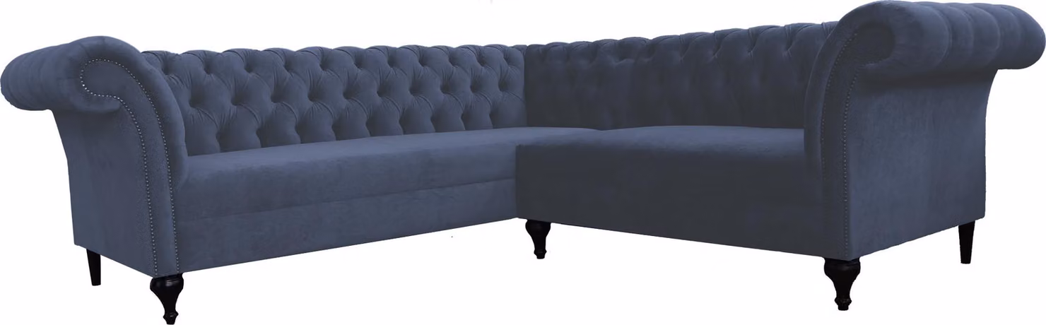 Chesterfield Ecksofa Eckcouch Designer Sofa Couch Samt Ledersofa SLIII Sofa №98