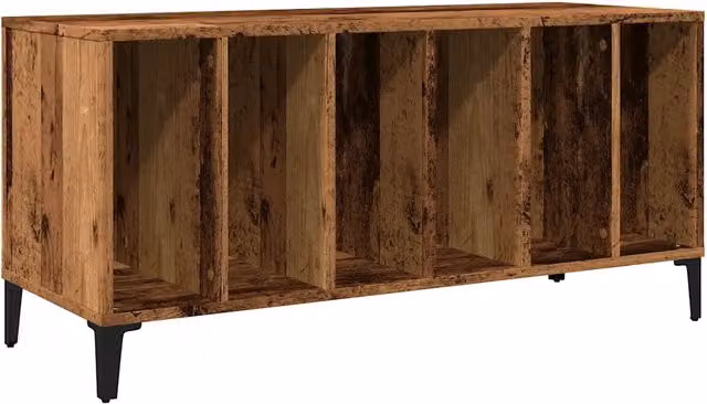 Mobile Porta Dischi in Legno Antico e Metallo Marrone Design In L 100 cm, P 38 cm, H 48 cm CFW9359000 – 1