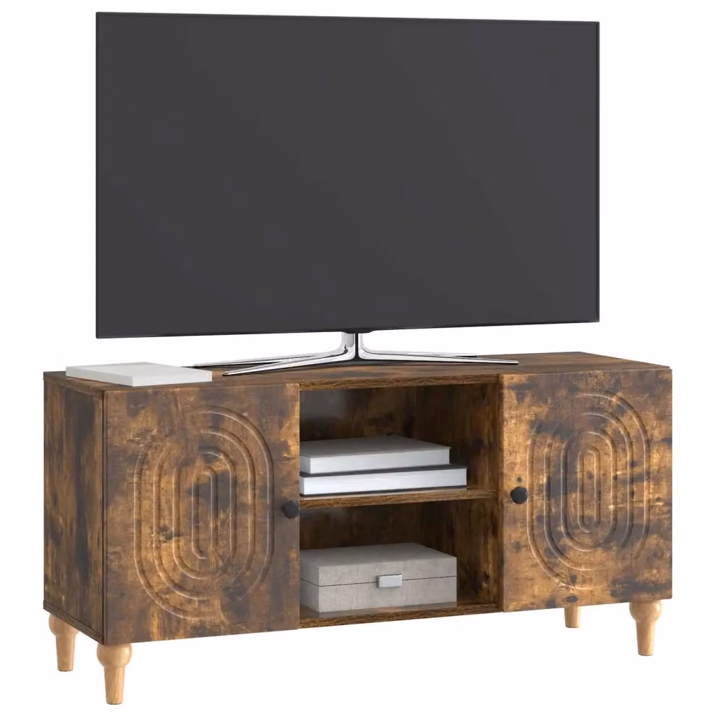 Mobile TV-Credenza Moderno Design In in Rovere Fumo, L: 102 cm, P: 34,5 cm, H: 50 cm – 2