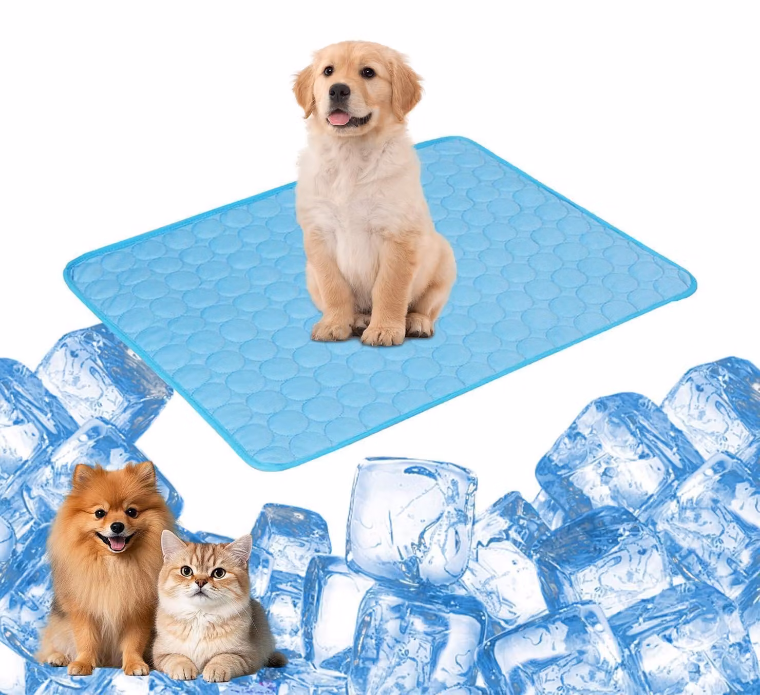 Tappetino refrigerante per cani e gatti, 50x40 cm, colore blu
