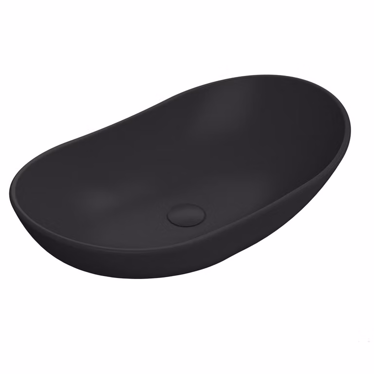 Lavabo Da Appoggio Ovale Moderno Nero Opaco 615x360mm