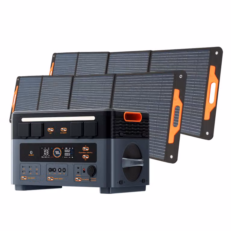 OSCAL PowerMax 2400Pro Accumulo solare separabile 2400W/2016Wh Powerstation, Microinverter+2*OSCAL PM200Pro Pannello solare pieghevole 200W Sistema solare mobile