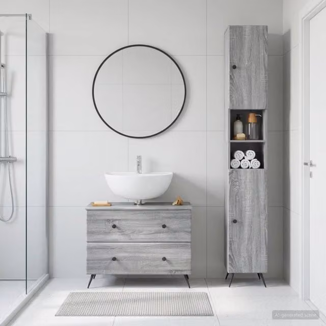 Set di Armadi da Bagno da 2 Pezzi BREDA Sonoma grigio 3417564