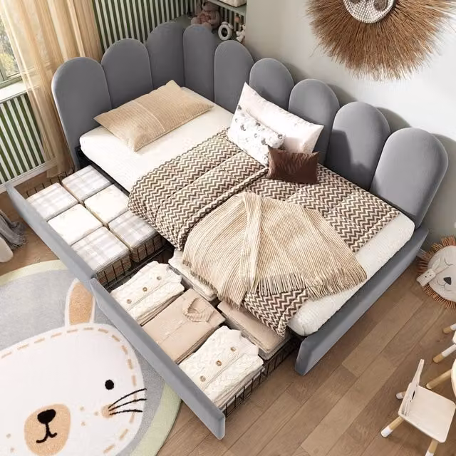 letto imbottito velluto grigio 90 x 200 cm