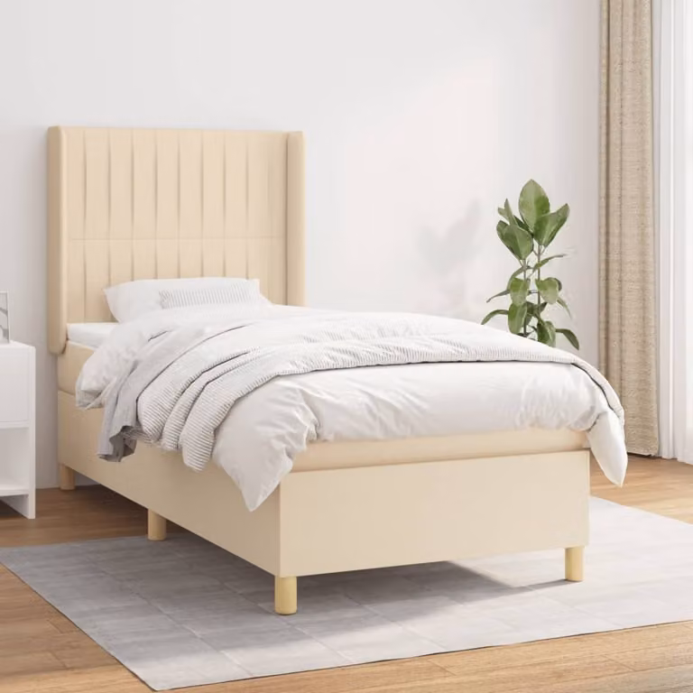 Maison Exclusive - Giroletto a Molle con Materasso Crema 90x200 cm inTessuto
