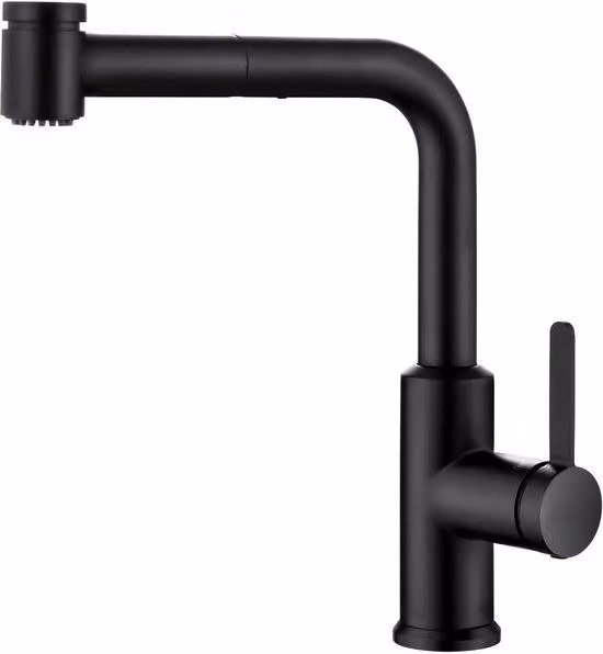 Rubinetto per lavello con doccetta, rubinetto con tubo flessibile radiale a 360 gradi, miscelatore per cucina, miscelatore monocomando, rubinetto per lavello con doccetta integrata, colore nero.