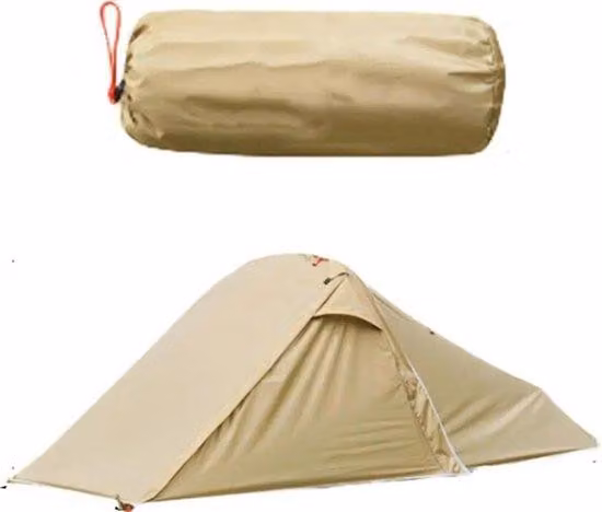 Tenda a cupola impermeabile color beige per 2 persone con sacca da trasporto