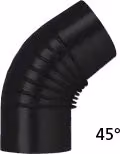 Curva canna fumaria A 45 PLUS LIGHT Save Fumisteria Nero opaco diametro 15 cm NNO1504