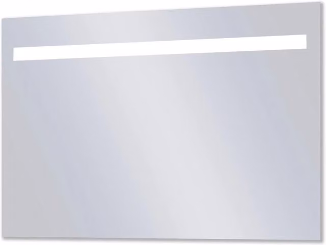 Specchio da bagno moderno Geigor con retroilluminazione LED, rettangolare, colore argento, L: 100 cm, H: 70 cm