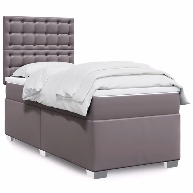 Giroletto a Molle con Materasso Grigio 90x190 cm in Similpelle 3293002