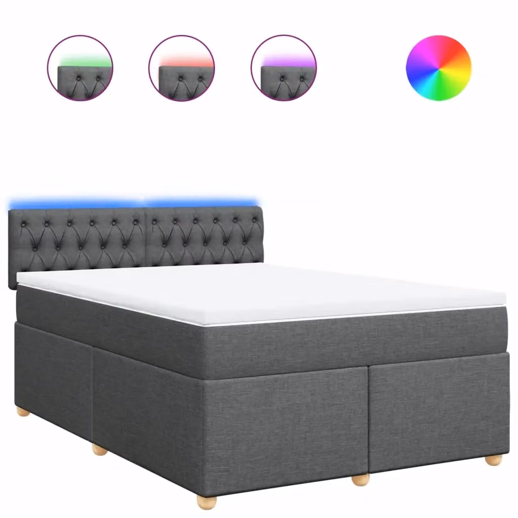 Letto Ibrido vidaXL con Materasso Grigio e Bianco L/P: 140 x 200 cm – 2