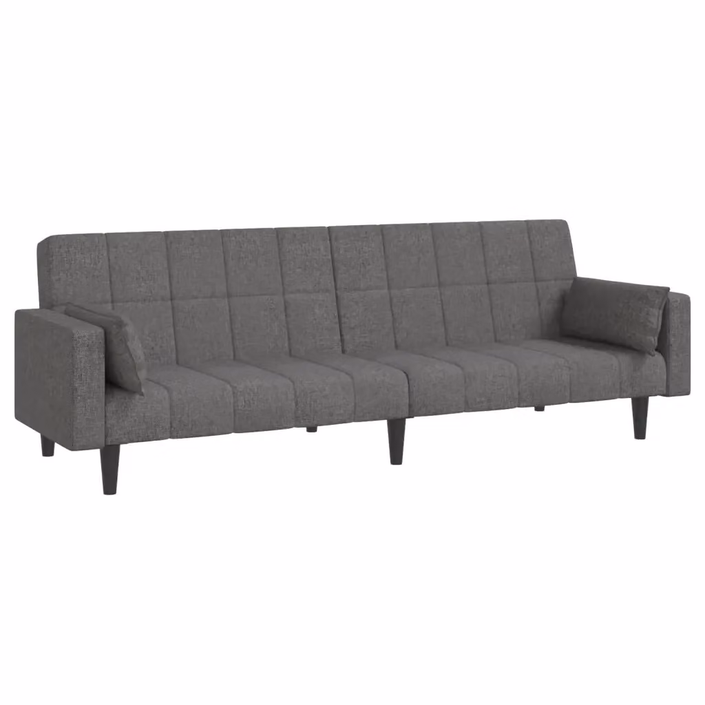 Divano Letto Click Clack vidaXL Grigio con Cuscini e Poggiatesta Regolabile in Tessuto – 2