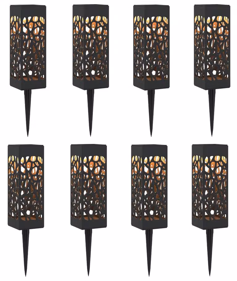 Luci solari da esterno con picchetto a terra, confezione da 8 pezzi, luce bianca calda, 29 cm, materiale: PP