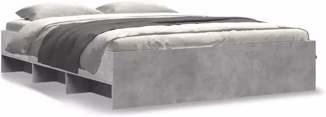 Letto matrimoniale | Letto per adulti | Giroletto Grigio Cemento 150x200 cm in Legno Multistrato