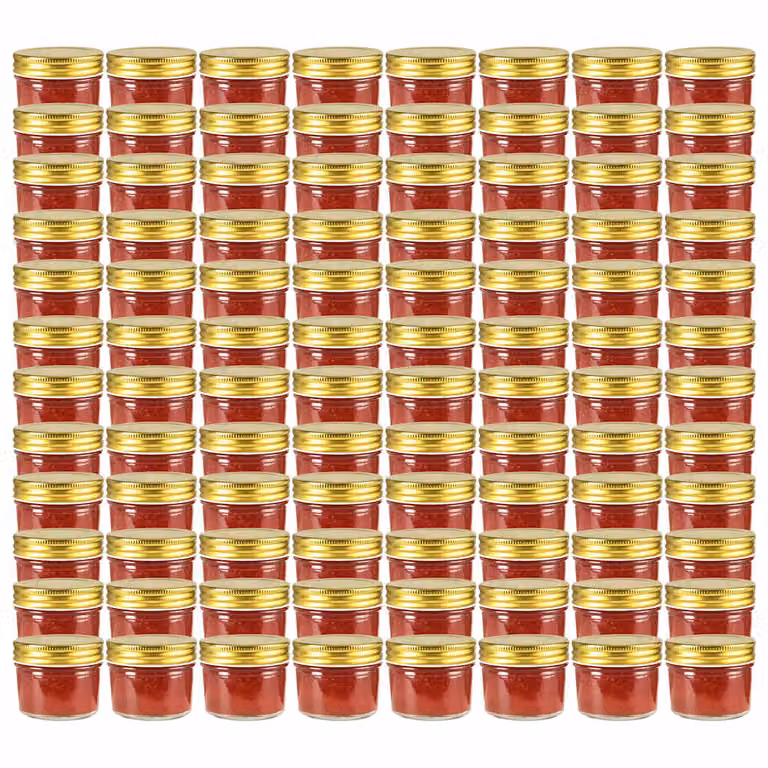 Set di 96 vasi per marmellata in vetro trasparente con coperchio a vite oro da 110 ml vidaXL