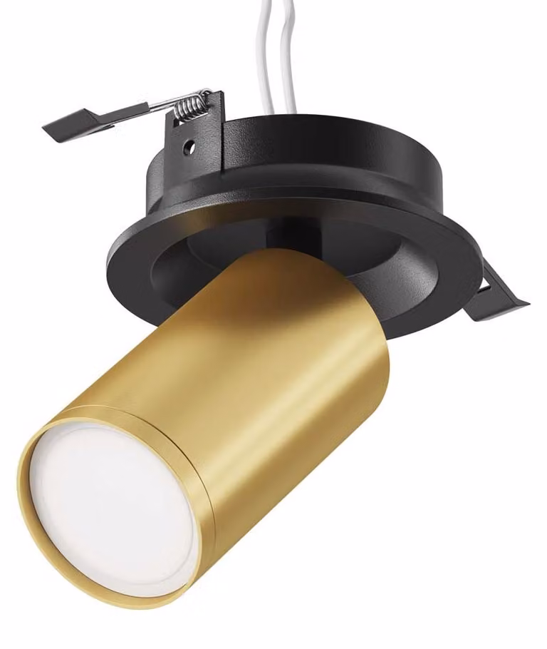 Plafoniera, alluminio, nero opaco oro, regolabile