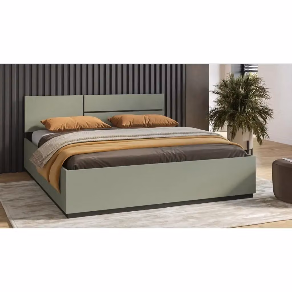 Letto contenitore moderno Meublorama con base a sollevamento, colore verde e nero, L/P/H: 180 x 200 x 104,6 cm – 2