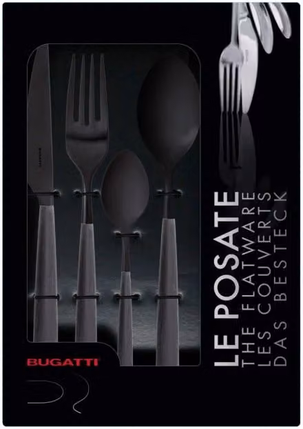 ATHENA Black Diamond, Posate Set 24 pz, Scatola Window, Casa Colore: Nero