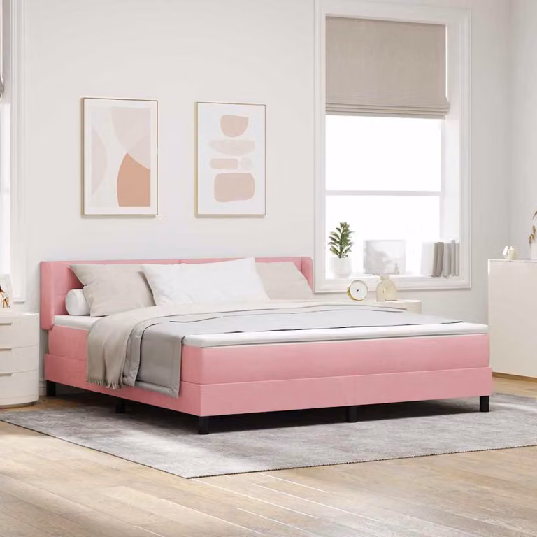 Maison Exclusive - Letto boxspring con testiera Rosa 200 x 180 cm in velluto