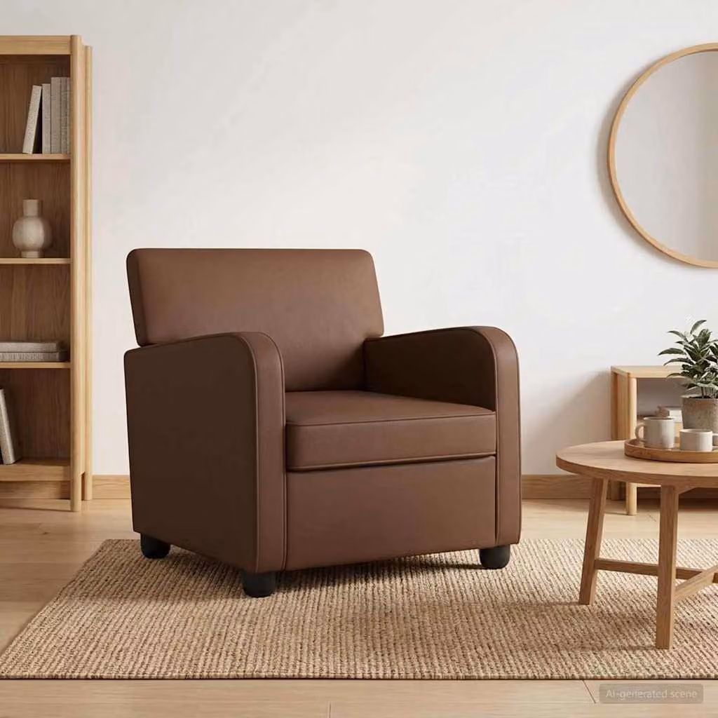 Poltrona lounge moderna vidaXL in similpelle marrone con braccioli