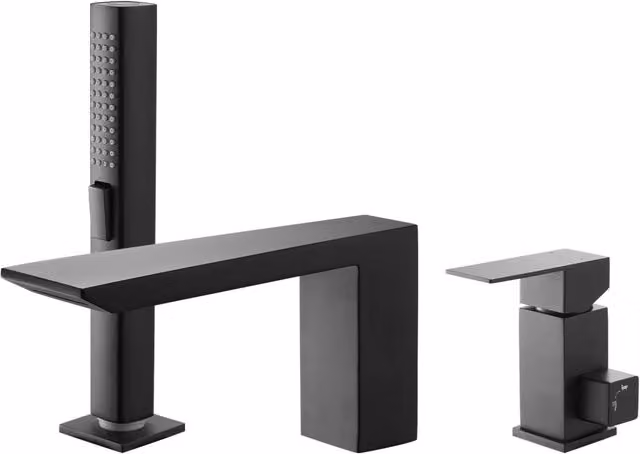 Rubinetto Miscelatore per Vasca da Bagno a Cascata con Doccetta FS10039-MB-G Nero Opaco a Leva Singola – 1