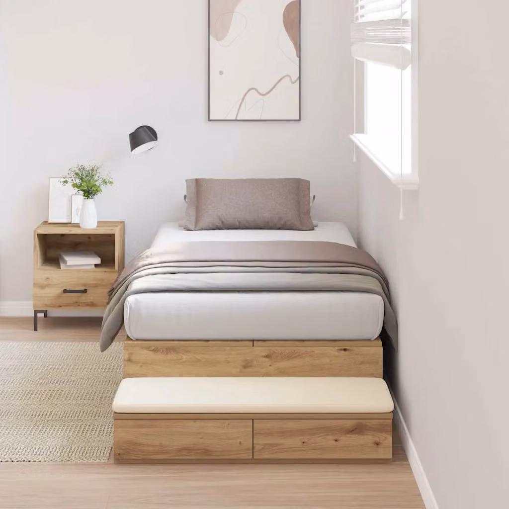 Letto con contenitore moderno vidaXL in legno di pino color marrone 100 x 200 cm