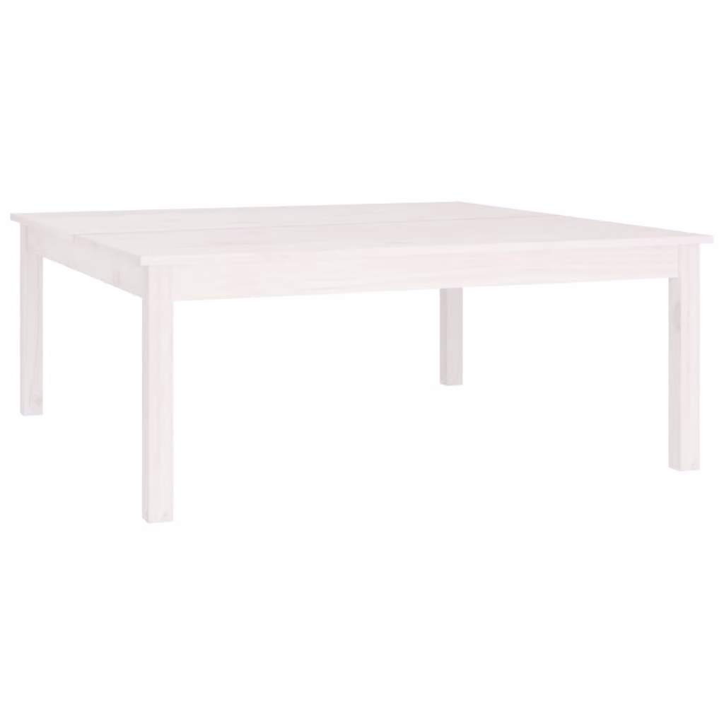 Tavolino da Salotto Bianco 100x100x40 cm Legno Massello di Pino
