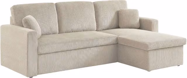 Divano letto angolare reversibile, 3 posti, beige grigio