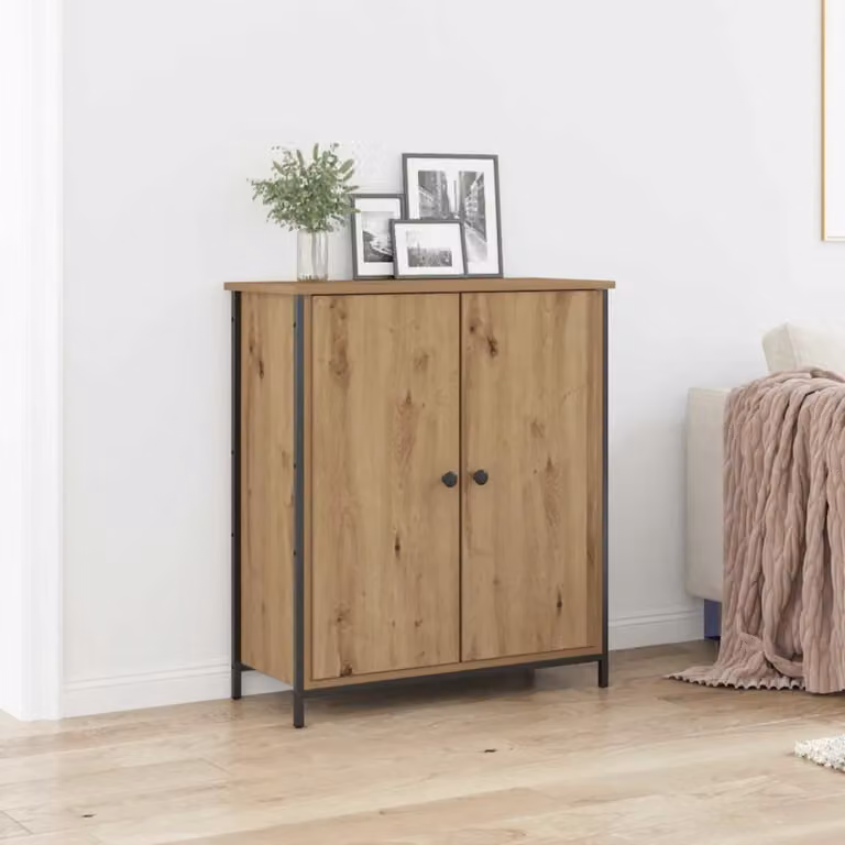 Credenza moderna vidaXL in legno e metallo marrone L: 70 cm, P: 30 cm, H: 80 cm