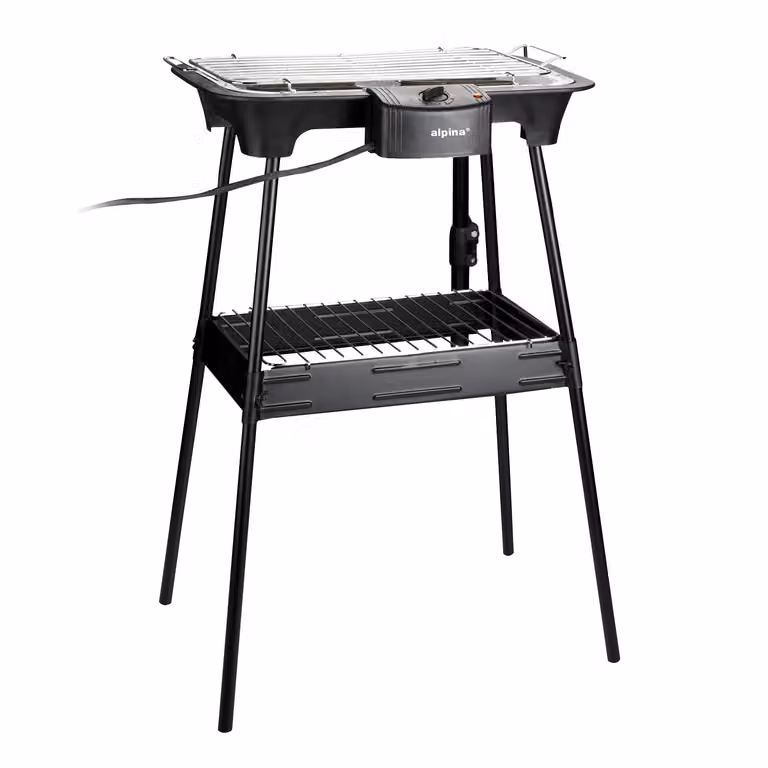 Barbecue elettrico da tavolo 2 in 1 Alpina 2000W nero in metallo