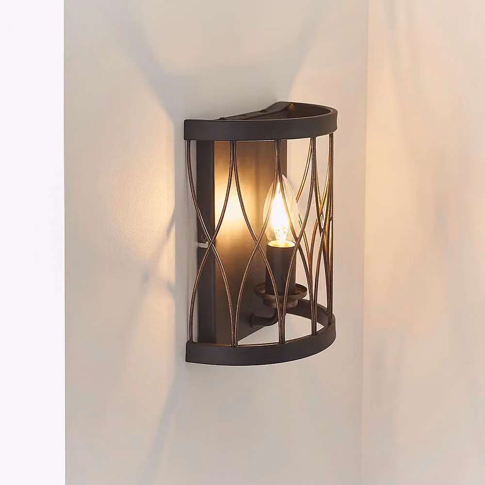 Applique rustica Heston Endon in metallo nero e bronzo con attacco E14, H 23 cm x L 19 cm x P 10 cm – 2