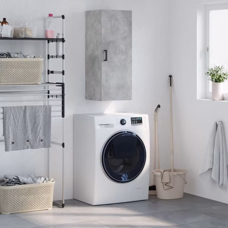 Mobile a parete moderno vidaXL in legno MDF grigio opaco L: 34,5 cm, P: 34 cm, H: 90 cm