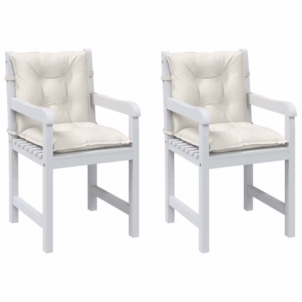 Set di 2 cuscini per sedia vidaXL in poliestere, colore beige e bianco, L 100 cm x P 50 cm x H 7 cm, antiscivolo e resistente ai raggi UV