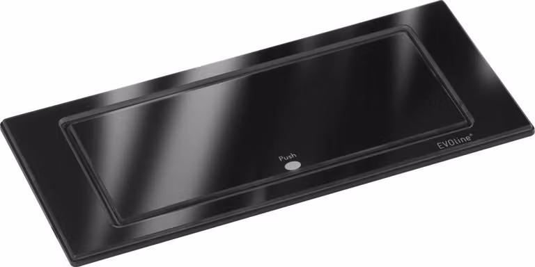 Naber Evoline® BackFlip USB C, elementi di presa integrati, con prese Schuko, montaggio a incasso H 5 mm, vetro nero 8031188
