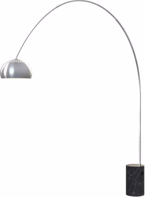 Piantana Contemporanea Turning Marmo Nero Cilindro Metallo Cromo 1 Luce E27