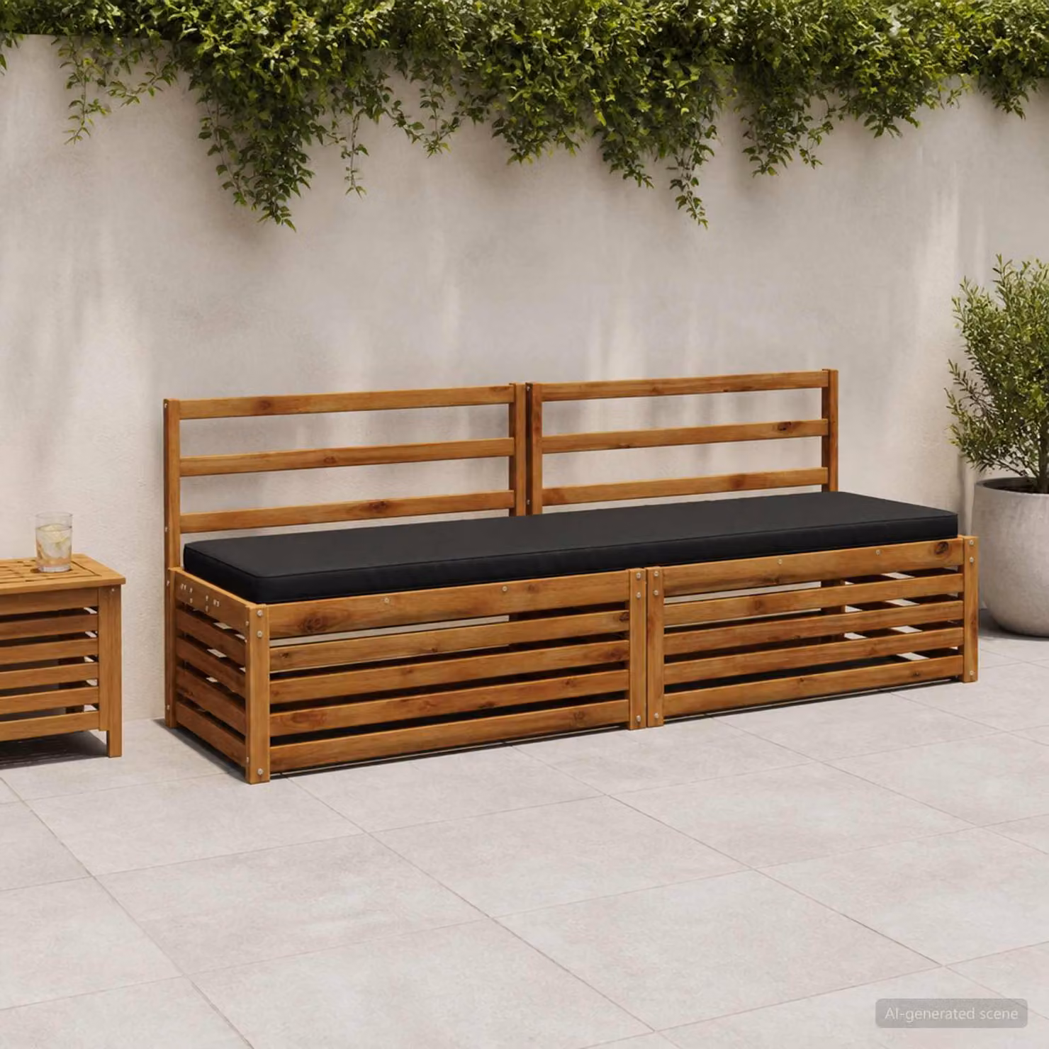 Cuscino per panchina vidaXL nero in poliestere con rivestimento lavabile e resistente ai raggi UV