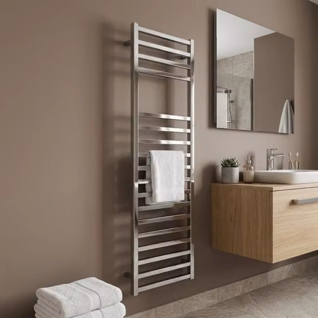 Termoarredo scaldasalviette square cromo lucido per bagno profilo quadro *** finitura- cromo lucido, misure h1500xl60...