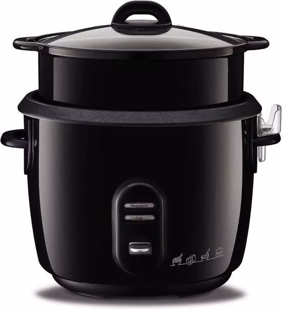 Cottura Riso - Classico - 10 Porzioni - 1,8 Litri - Funzione di Mantenimento della Temperatura Automatica - Nero